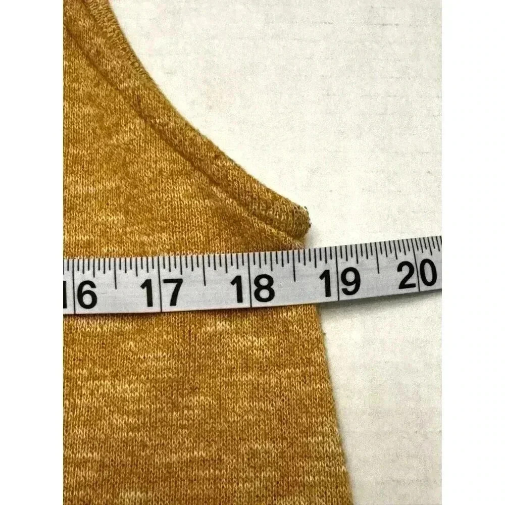 Mustard Yellow Tank V Neck Swing Hi Low A-Line Dress Lagenlook Comfort Medium - Picture 7 of 8